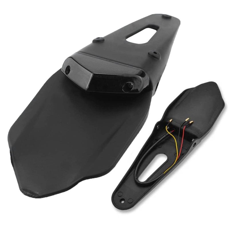 NATGIC Universal Rear Fender With LED Motorcycle Brake Tail Light Fender for Offroad Motorcycle Dirt Bike Smoke Lens