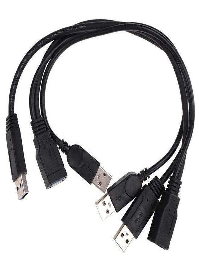ALINNA 2 Pack of Black USB 3.0 Female to Dual USB Male Extra Power Data Y Extension Cable Splitter Adapter for 2.5" Mobile Hard Disk - Image 2