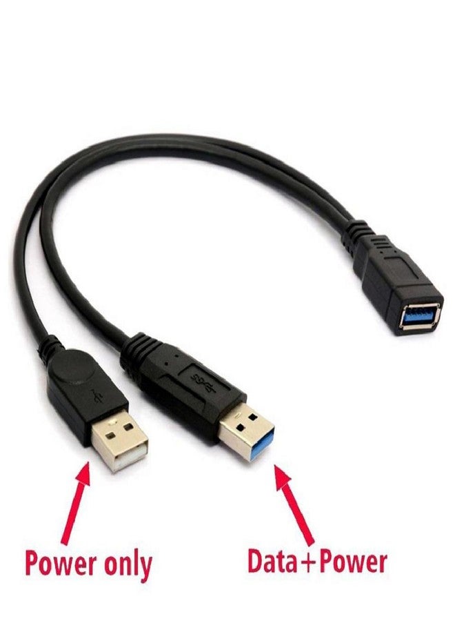 ALINNA 2 Pack of Black USB 3.0 Female to Dual USB Male Extra Power Data Y Extension Cable Splitter Adapter for 2.5" Mobile Hard Disk - Image 3