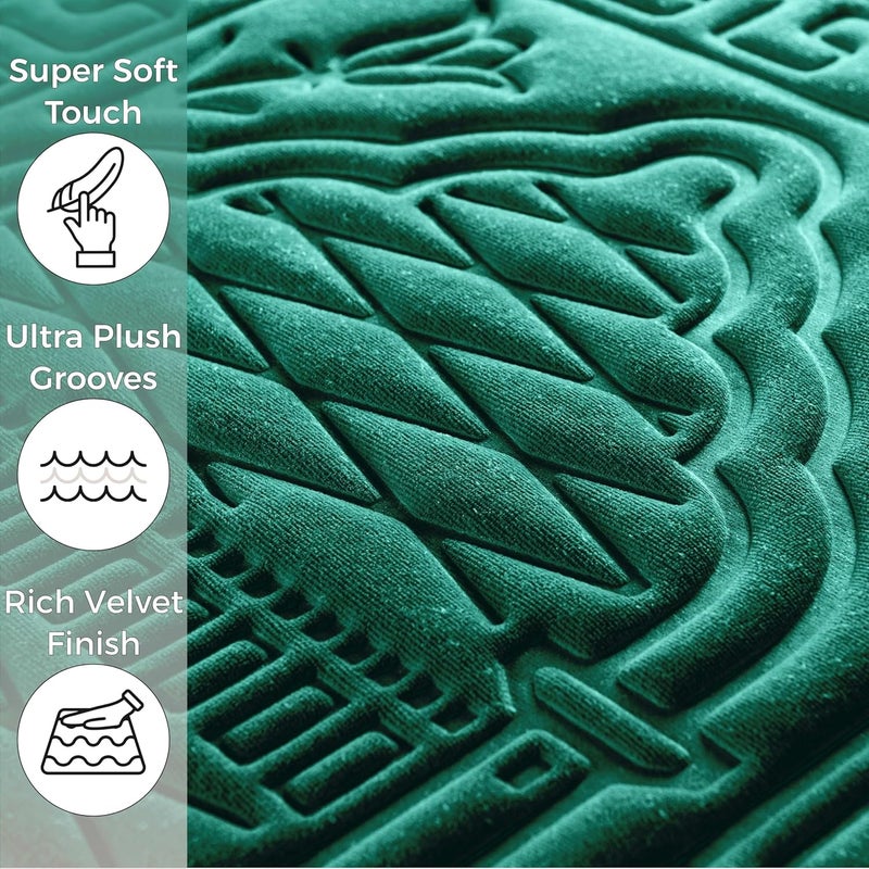 Sacred Artisans Prayer Mat with Thick, Padded, Plush Foam | Soft Velvet Muslim Prayer Rug for Salah & Islamic Gift for Ramadan, Eid, Hajj or Travel (Paradise Green) - Image 5