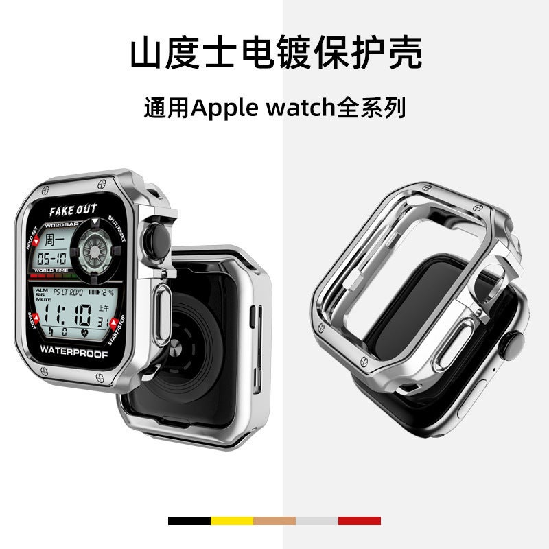 For Apple Electroplated Protective Shell PC Watch Case Iwatch10987654se Hollow Anti-drop TPU Protective Case - Image 5