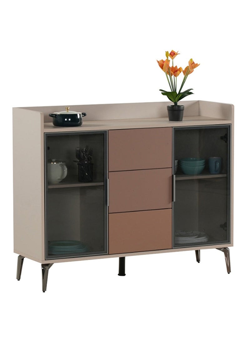 ROYALOAK Lisbon 3-Door Kitchen Storage Cabinet | Engineered Wood | Melamine Finish | Metal Legs & Handles | Telescopic Channels | Soft-Close Hinges | Modern Kitchen Organizer - Image 1