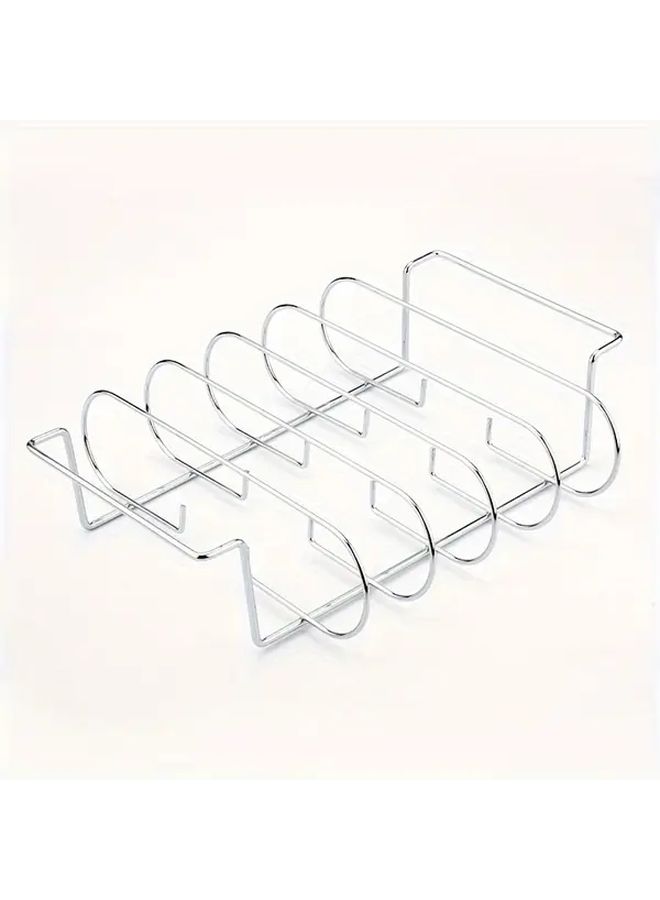 4pcs Stainless Steel Electroplate Rib Rack Durable Non Stick Perfect for Smoking Grilling on Gas or Charcoal Grills Holds Full Racks of Ribs Upright - Image 4