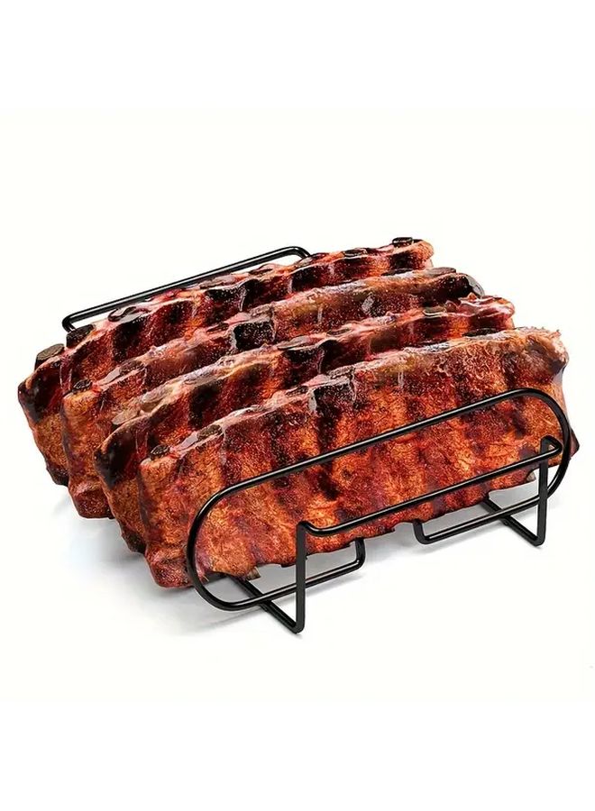 4pcs Stainless Steel Electroplate Rib Rack Durable Non Stick Perfect for Smoking Grilling on Gas or Charcoal Grills Holds Full Racks of Ribs Upright - Image 5