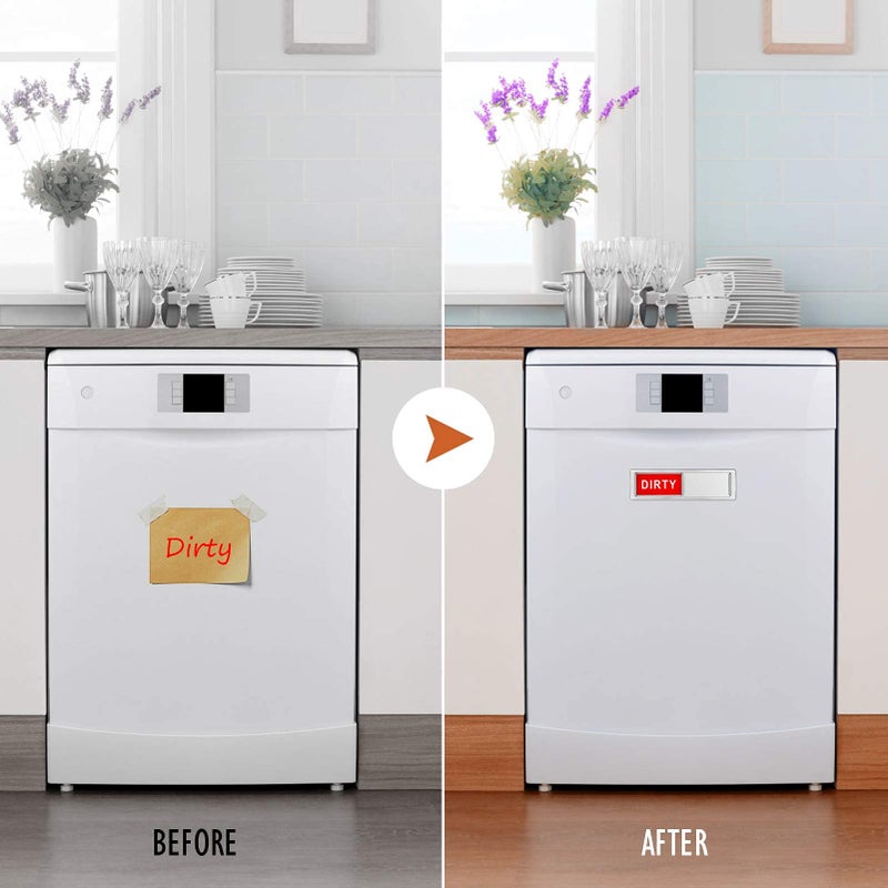Cimkiz Dishwasher Magnet Clean Dirty Sign Non-Scratching Strong Magnet Or 3M Adhesive Options Indicator Tells Whether Dishes Are Clean Or Dirty (Silver) - Image 4