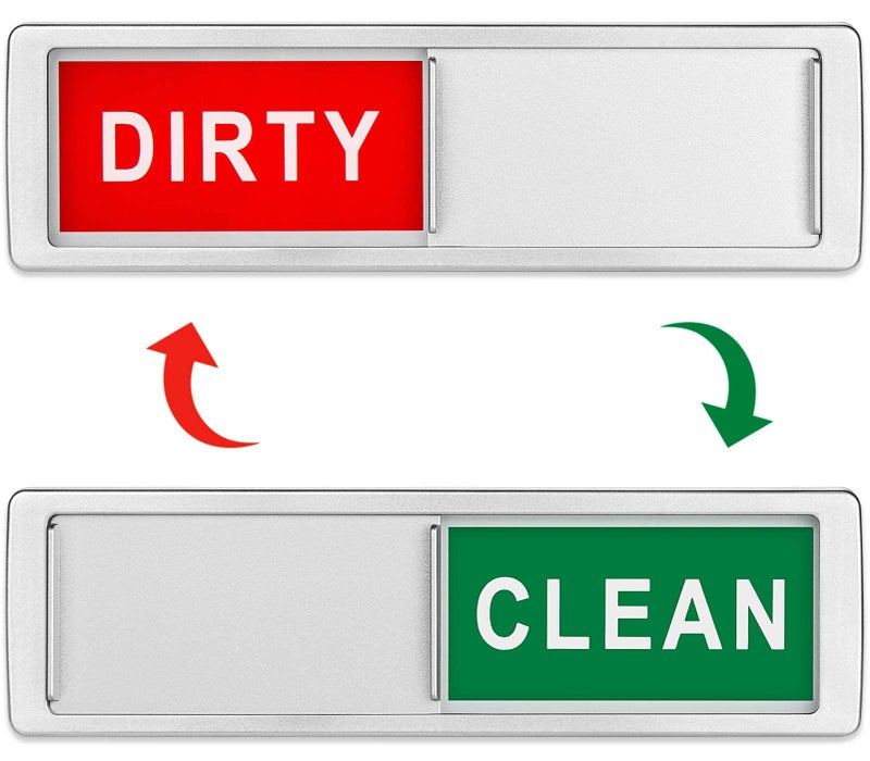 Cimkiz Dishwasher Magnet Clean Dirty Sign Non-Scratching Strong Magnet Or 3M Adhesive Options Indicator Tells Whether Dishes Are Clean Or Dirty (Silver) - Image 1