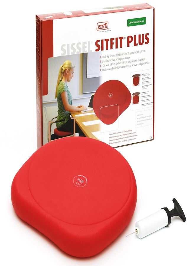 SISSEL SITFIT Plus | Active & Dynamic Sitting | 2-in-1 Function | Adjustable Pressure | Red, 14.5 in | Strengthens Back Muscles | Includes Pump & Exercise Poster - Image 1