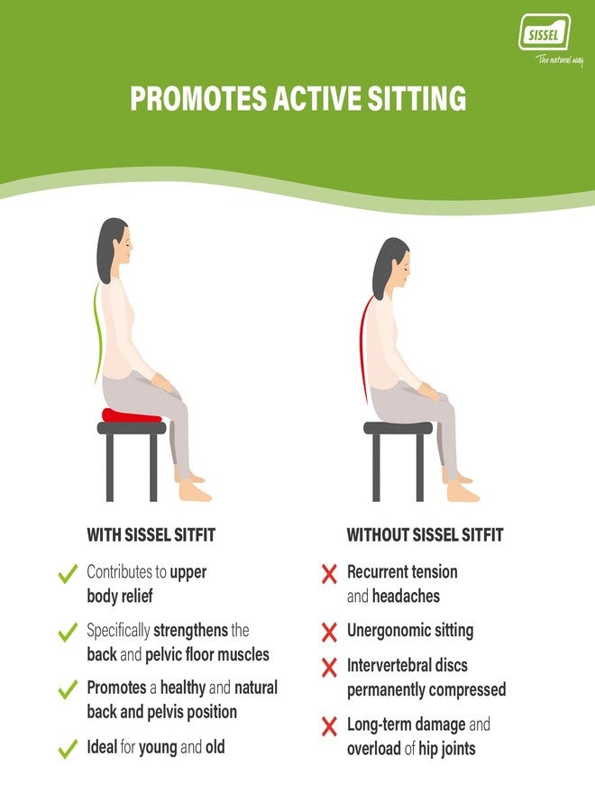 SISSEL SITFIT Plus | Active & Dynamic Sitting | 2-in-1 Function | Adjustable Pressure | Red, 14.5 in | Strengthens Back Muscles | Includes Pump & Exercise Poster - Image 5