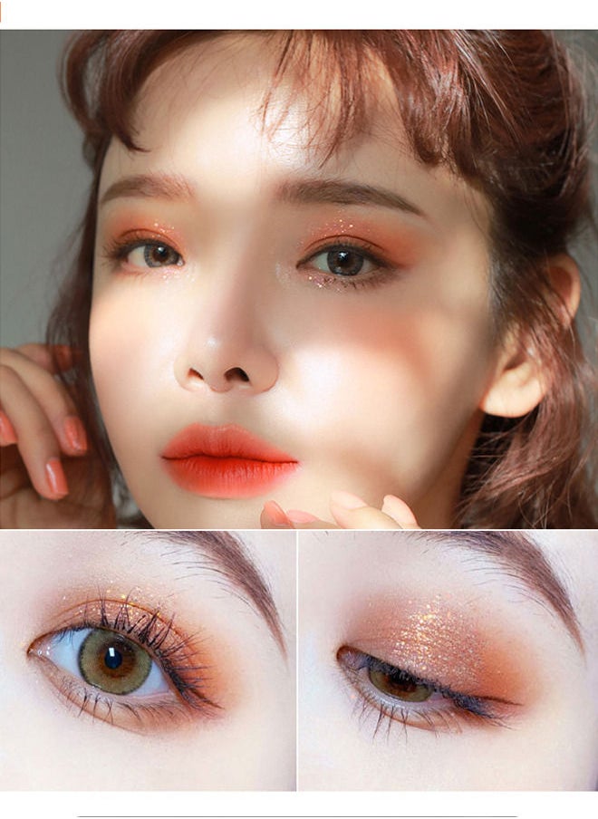 Lameila - Nine-Color Keyboard Eyeshadow Matte Sequins Earth-Colored Eyeshadow Velvety Smooth Blendable Contrasting Colors Long-Lasting Stage Makeup Daily Nine-Color Fingertip Eyeshadow Easy to Carry - Image 1