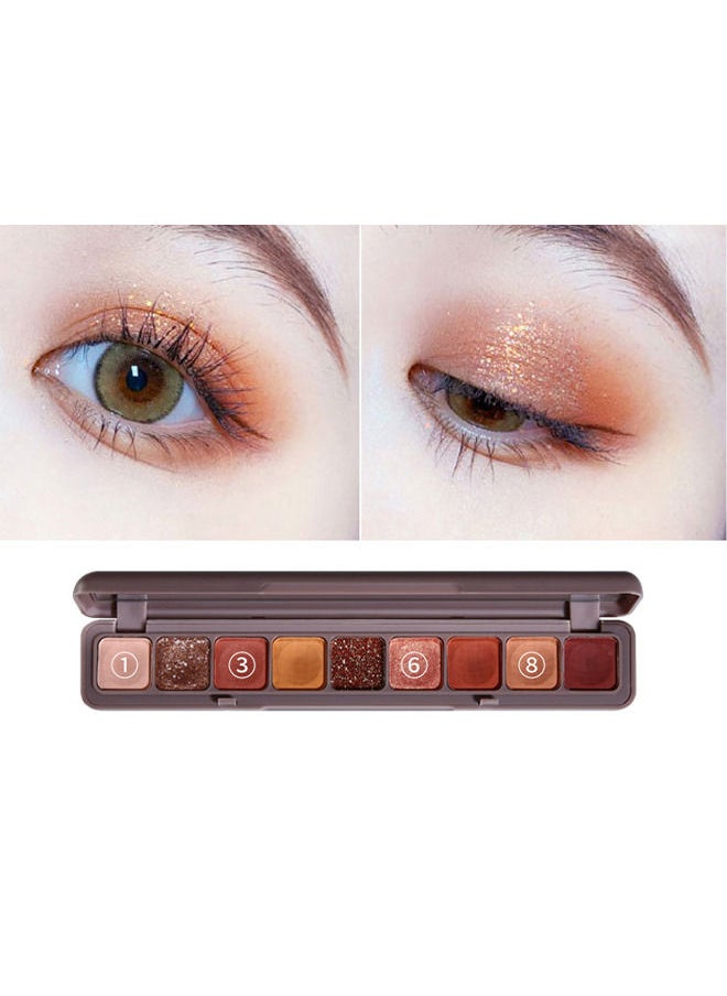 Lameila - Nine-Color Keyboard Eyeshadow Matte Sequins Earth-Colored Eyeshadow Velvety Smooth Blendable Contrasting Colors Long-Lasting Stage Makeup Daily Nine-Color Fingertip Eyeshadow Easy to Carry - Image 1