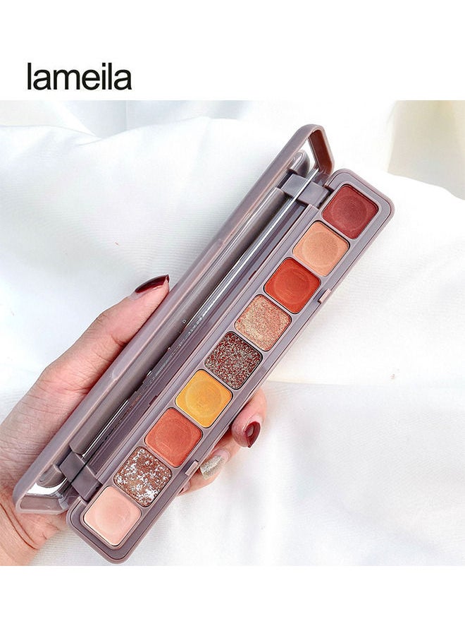 Lameila - Nine-Color Keyboard Eyeshadow Matte Sequins Earth-Colored Eyeshadow Velvety Smooth Blendable Contrasting Colors Long-Lasting Stage Makeup Daily Nine-Color Fingertip Eyeshadow Easy to Carry - Image 1