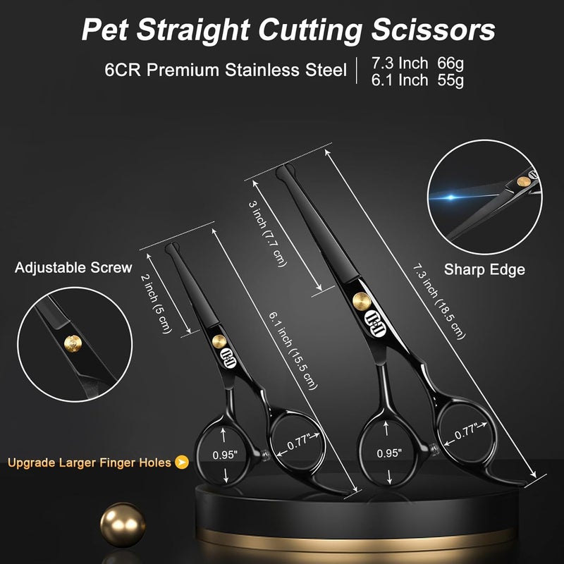 CIICII 10-in-1 Professional Dog Grooming Scissors Set with Round Safety Tip - Image 2