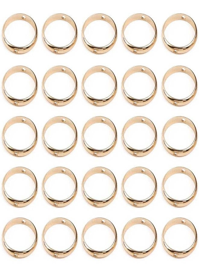 Teensery 25 Pcs Round Bead Frames Double Hole Brass Circle Bead Frames for Earring Bracelet Necklace Jewelry Making, Fit 10mm Diameter Beads (Gold) - Image 1
