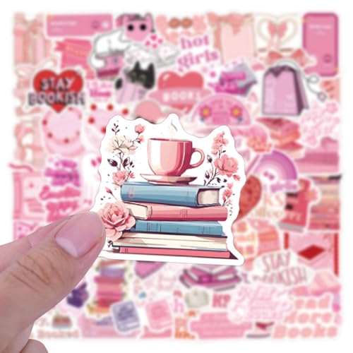 FNGEEN Pink Bookish Stickers 61pcs, Book Sticker for Kindle, Aesthetic Pink Sticker Kindle, Girly Booktok Stickers Reading Stickers for Woman Girl Book Lover, Gifts Accessories for Adults - Image 2