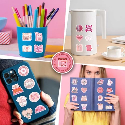 FNGEEN Pink Bookish Stickers 61pcs, Book Sticker for Kindle, Aesthetic Pink Sticker Kindle, Girly Booktok Stickers Reading Stickers for Woman Girl Book Lover, Gifts Accessories for Adults - Image 4