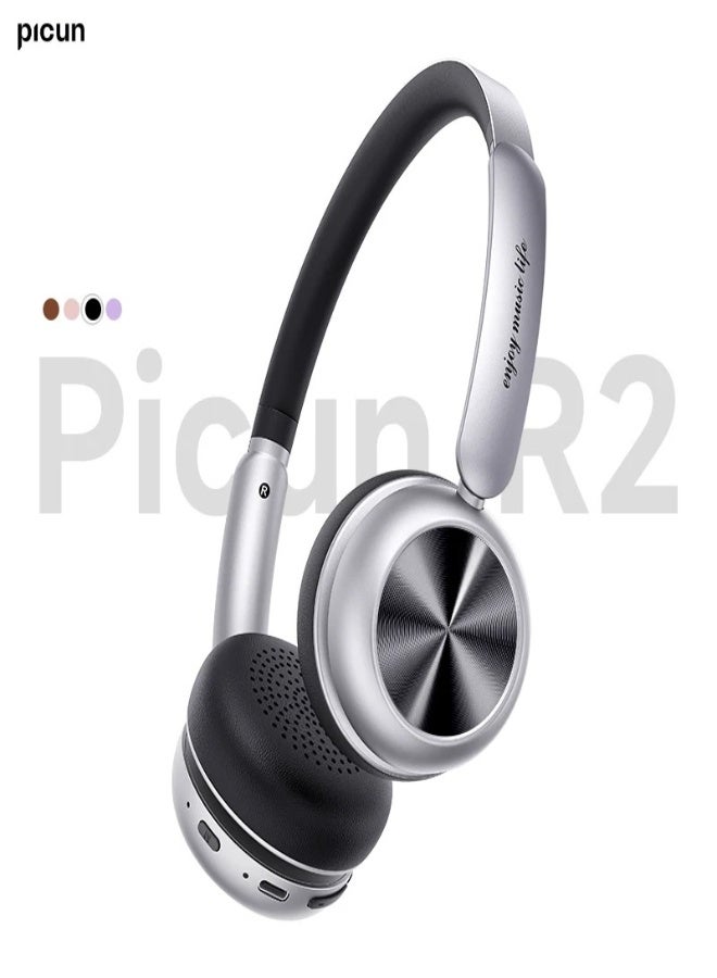 Picun R2 Wireless Headphones with Mic – Bluetooth 5.4, Spatial Audio, 100H Battery, Low Latency, ENC HD Mic, Foldable Design, Dual-Device Connection, APP & EQ Control, Hi-Fi Stereo Sound - Black - Image 1