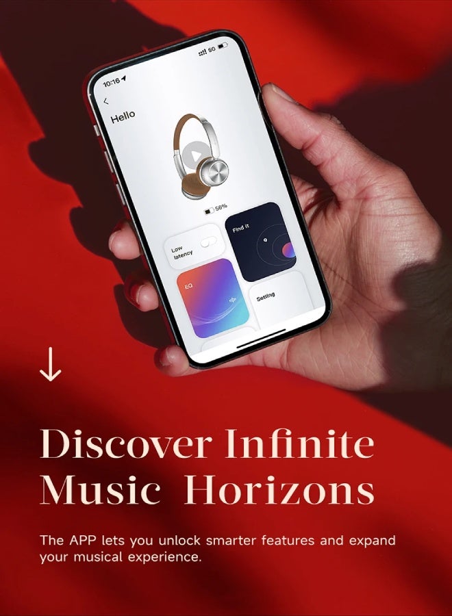 Picun R2 Wireless Headphones with Mic – Bluetooth 5.4, Spatial Audio, 100H Battery, Low Latency, ENC HD Mic, Foldable Design, Dual-Device Connection, APP & EQ Control, Hi-Fi Stereo Sound - Black - Image 5