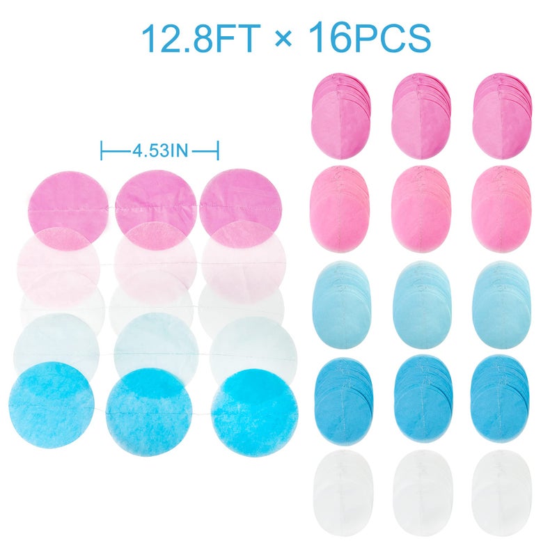 pinkblume 205 Ft Gender Reveal Party Decorations Ombre Pink and Blue Big Circle Dot Backdrop Garland Tissue Paper Polka Dot Hanging Curtain Streamer for He or She Boy or Girl Baby Shower Birthday Party Supplies - Image 2