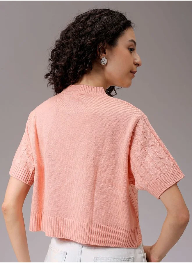 مرفوعة Women Relaxed Fit Solid Regular Sweater