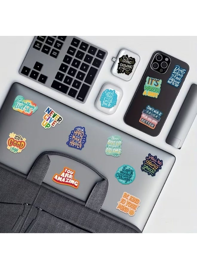 Kandid 50pcs Motivational English Phrase Stickers – Colourful Vinyl Decals for Laptop, Notebook & Scrapbook (Motivational Quotes) - Image 2