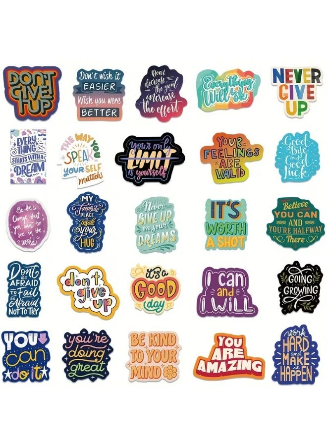 Kandid 50pcs Motivational English Phrase Stickers – Colourful Vinyl Decals for Laptop, Notebook & Scrapbook (Motivational Quotes) - Image 4