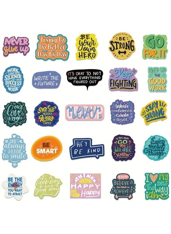Kandid 50pcs Motivational English Phrase Stickers – Colourful Vinyl Decals for Laptop, Notebook & Scrapbook (Motivational Quotes) - Image 3