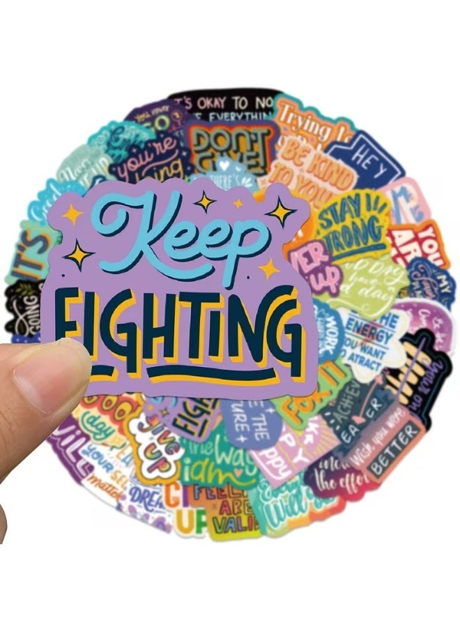 Kandid 50pcs Motivational English Phrase Stickers – Colourful Vinyl Decals for Laptop, Notebook & Scrapbook (Motivational Quotes) - Image 5