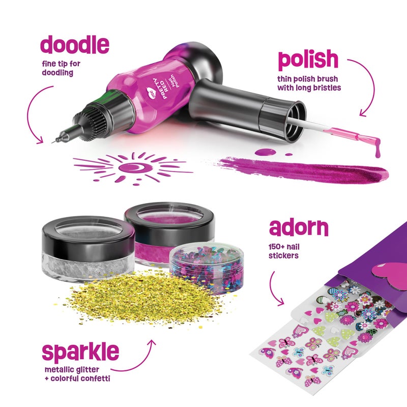 Pretty Me Nail Art Studio for Girls - Birthday Gift - Nail Polish Kit for Kids Ages 7-12 Years Old - Girl Gifts Ideas - Gift Set - Girly Stuff - Polish, Pens, Glitter, Stickers, Gems, Filer - 8 9 10 11 12 Year - Image 2