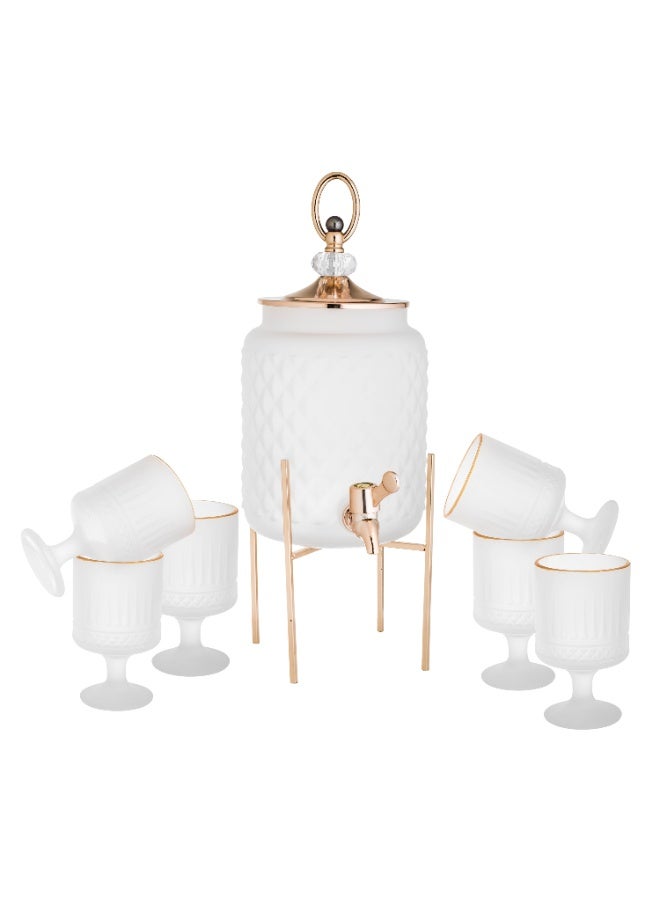 باصرة طقم موزع عصير زجاج مع كاسات مكون من 7 قطع - Image 2