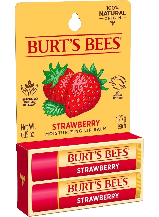 Burt's Bees Lip Balm - Strawberry, Lip Moisturizer With Responsibly Sourced Beeswax, Tint-Free, Natural Origin Conditioning Treatment, 2 Tubes, 0.15 oz. - Image 4