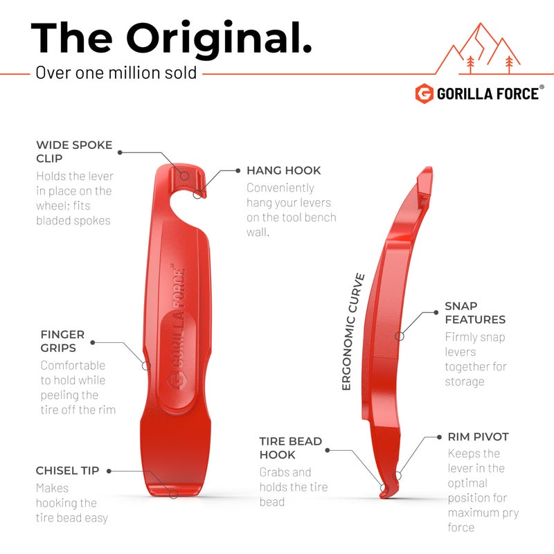 Gorilla Force Ultra Strong Bike Tire Levers | 4 Pack | Lava Red - Image 2
