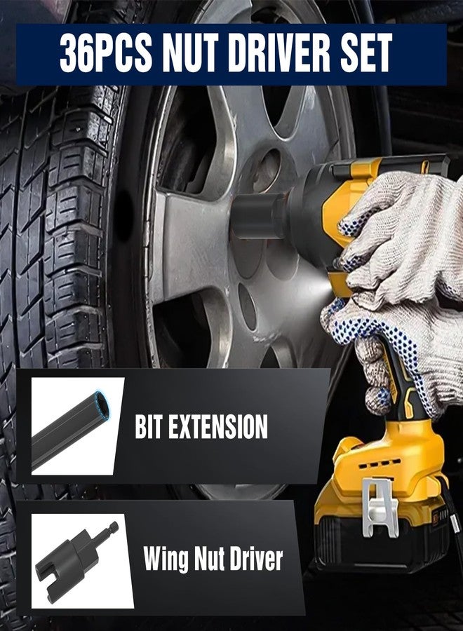 XOOL 36PCS Magnetic Nut Driver Set, Metric and SAE Nut Driver Set for 1/4" Quick-Change Hex Shank, Impact Drill Driver Bit Set with Storage Bag - Image 5