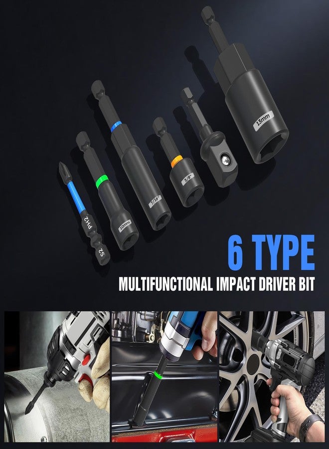 XOOL 36PCS Magnetic Nut Driver Set, Metric and SAE Nut Driver Set for 1/4" Quick-Change Hex Shank, Impact Drill Driver Bit Set with Storage Bag - Image 3