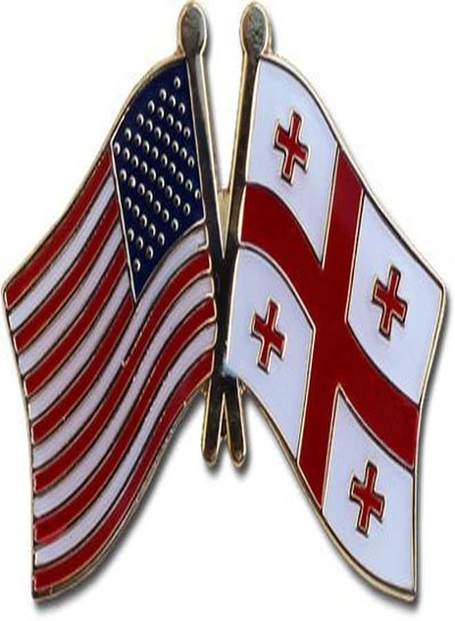 Flagline USA and Republic of Georgia Flag Die-struck Metal Friendship Lapel Pin with Butterfly Clasp Closure - Image 2