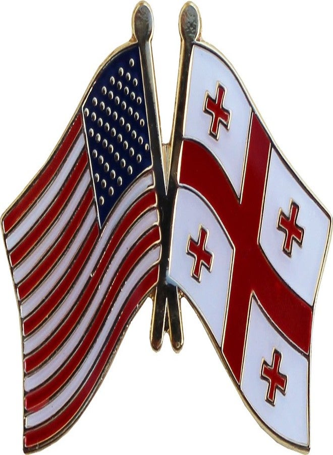 Flagline USA and Republic of Georgia Flag Die-struck Metal Friendship Lapel Pin with Butterfly Clasp Closure - Image 1
