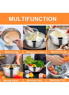 TeamFar TeamFar Mixing Bowls, 4.5/3/1.5/1/0.7 QT, Stainless Steel Metal Nesting Salad Bowl with Lid Set of 5, Ideal for Prepping Serving, Healthy & Sturdy, Airtight Lid & Easy Clean, Multi-Color  - Image 3