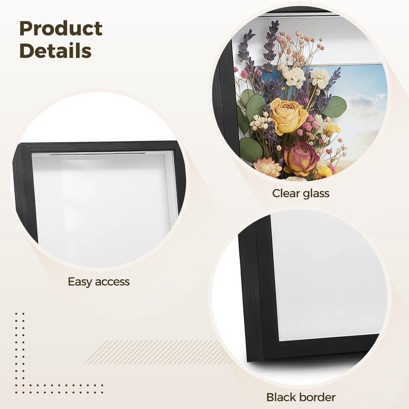 Shadow Box Frame 8.5 X 10.5 In With Slot, Black Wood Display Case, 10-Inch Photo Frame, Memory Box, Wall Mounting Or Standing - Image 5