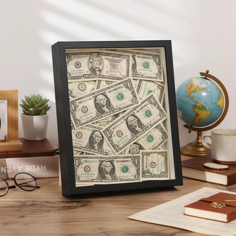 Shadow Box Frame 8.5 X 10.5 In With Slot, Black Wood Display Case, 10-Inch Photo Frame, Memory Box, Wall Mounting Or Standing - Image 4