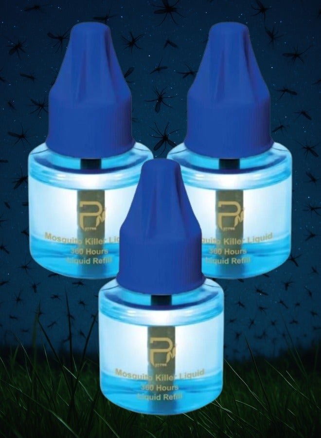 بيرون 3 قطع عبوة غيار سائل بيرون لجهاز قاتل الناموس 1080 ساعة ذو ريحة عطرية جميلة 45مل - Image 1