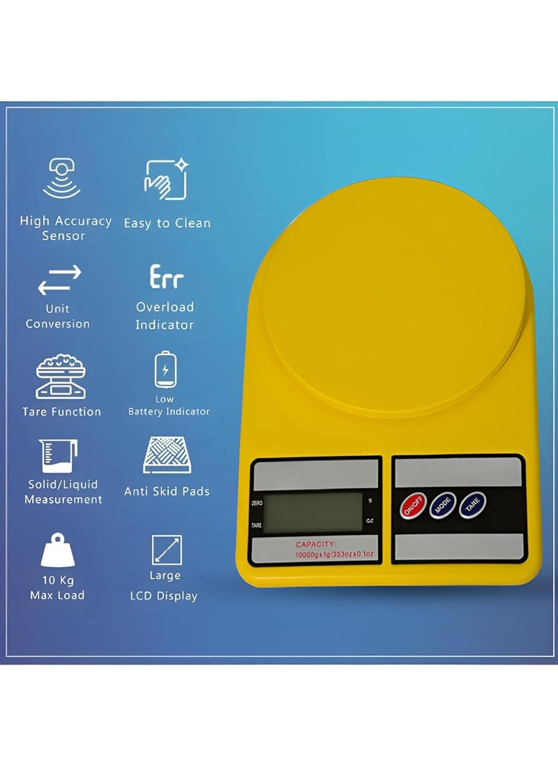GRAMTECHNOLOGY 10kg x 1g Weight Machine for Kitchen Food, Weighing Scale for Health Fitness, Home Baking, Balance Diet - Image 3