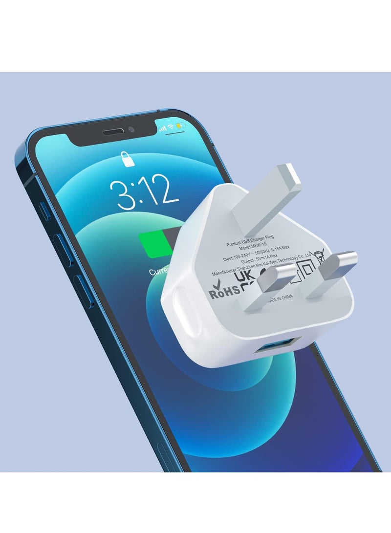 GUDOO شاحن حائط USB بمقبس بريطاني ثلاثي الأرجل، محول شحن جداري مدمج بقدرة 5V/1AMP/5W قديم، مناسب لشحن iPhone 11/11 Pro/10/Xs/XS Max/XR/X/8/7/6 Plus/5/5S/iPad، وأجهزة Samsung وMP3. - Image 4