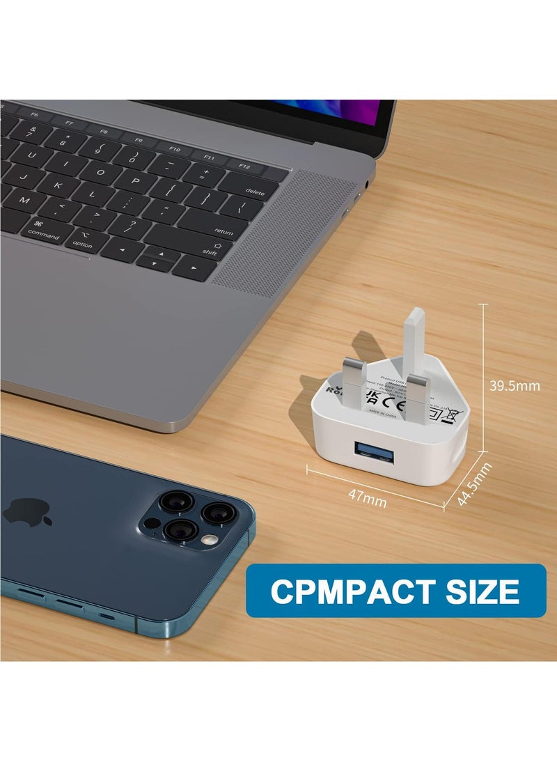 GUDOO شاحن حائط USB بمقبس بريطاني ثلاثي الأرجل، محول شحن جداري مدمج بقدرة 5V/1AMP/5W قديم، مناسب لشحن iPhone 11/11 Pro/10/Xs/XS Max/XR/X/8/7/6 Plus/5/5S/iPad، وأجهزة Samsung وMP3. - Image 3