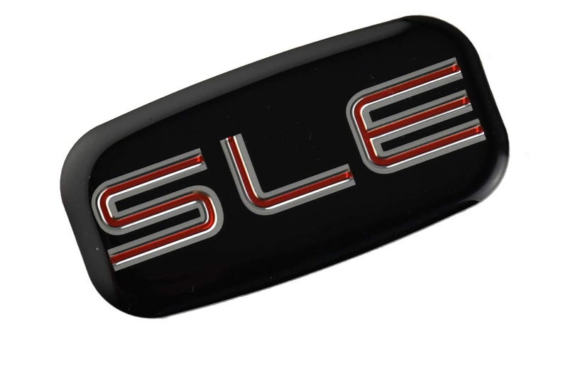 CDD SLE Nameplate Emblem 3D Badge Replacement for GMC Chevrolet Sierra Suburban Yukon 1500 2500 3500 15036134 (Chrome/Red) - Image 2
