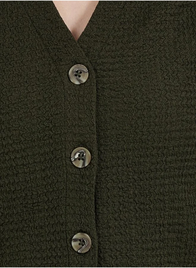 ستايلي Textured Waistcoat with Button Placket