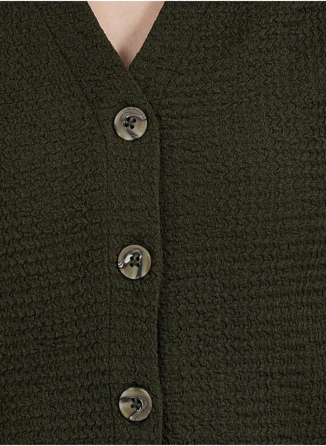 Styli Textured Waistcoat with Button Placket  - Image 4