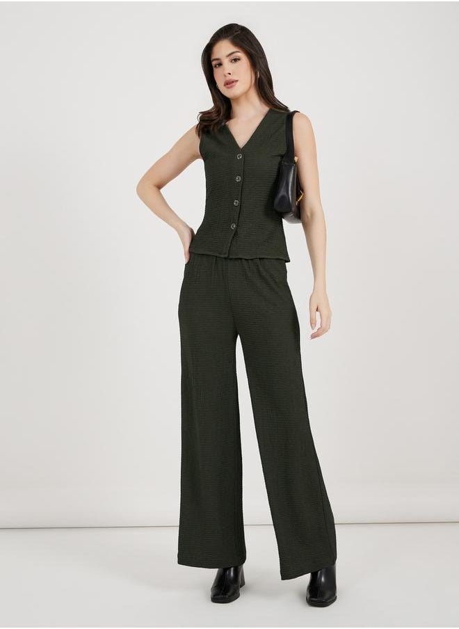 Styli Textured Waistcoat with Button Placket  - Image 2