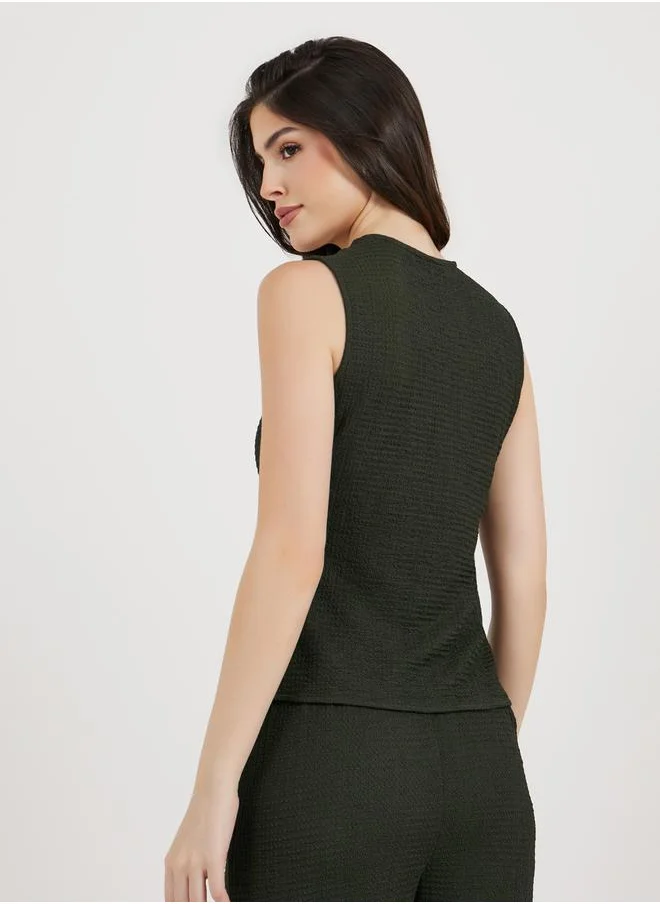 ستايلي Textured Waistcoat with Button Placket