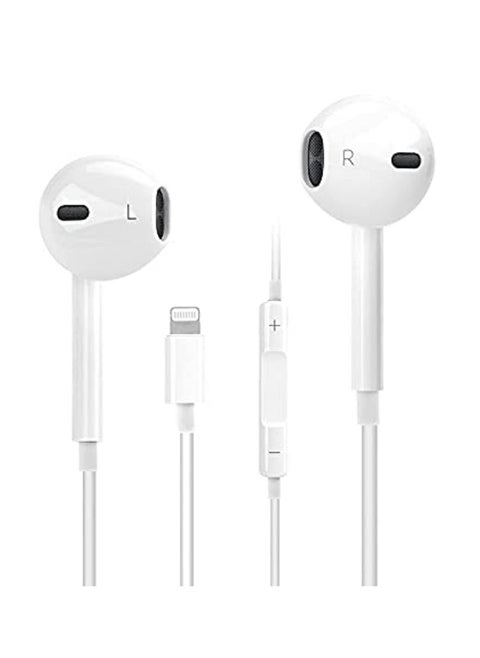 "Wired Earphones for iPhone 7/8 Plus, X/XR/XS Max, 11, and 12 Pro Max - White"