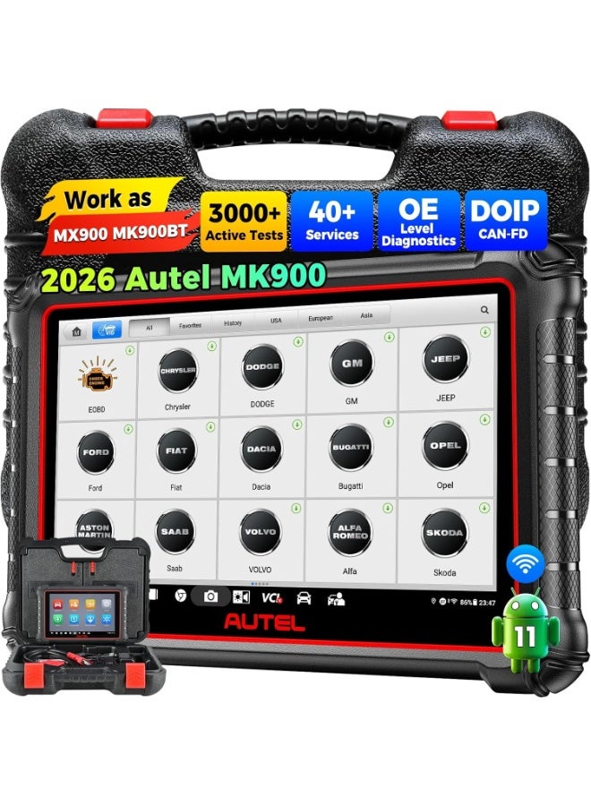 Autel Scanner MaxiCOM MK900: 2026 Updated as MK900BT MK900-BT MX900 Bidirectional Diagnostic Tool, 8in Up of MK808S MK808BT Pro MX808S 808Z, 3K+ Active Tests, 40+ Service, CAN-FD&DOIP, All System, FCA - Image 1