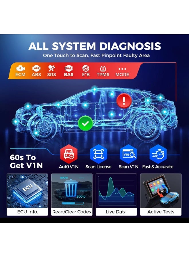 Autel Scanner MaxiCOM MK900: 2026 Updated as MK900BT MK900-BT MX900 Bidirectional Diagnostic Tool, 8in Up of MK808S MK808BT Pro MX808S 808Z, 3K+ Active Tests, 40+ Service, CAN-FD&DOIP, All System, FCA - Image 5